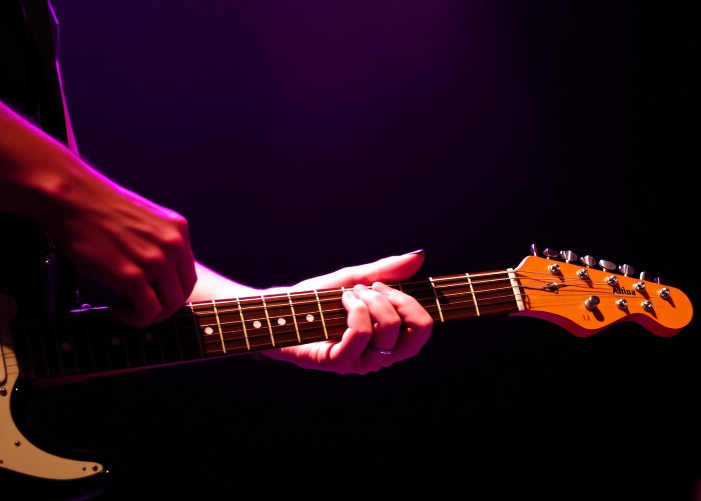 Guitar close-up mid-power-chord